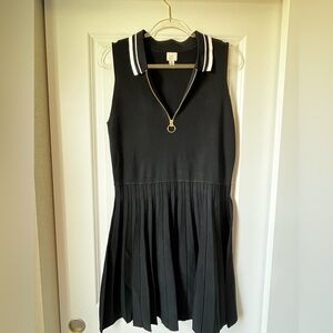 a new day Black Sleeveless Pleated Polo Dress with Gold Zip